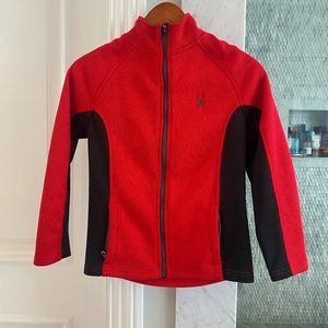 Spyder kids red and black zip up sweater